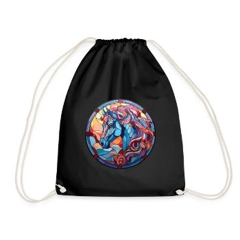 Pferd buntes Aquarell Tier Haustier Illustration - Turnbeutel - Schwarz - Vorne
