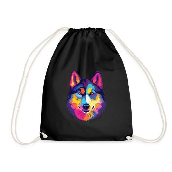Husky Dog Aquarelle Colorée Animal Illustration - Sac de sport léger - noir - Devant