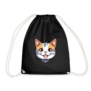 American Wirehair Cat Cartoon Watercolor Clipart - Drawstring Bag - black - Front