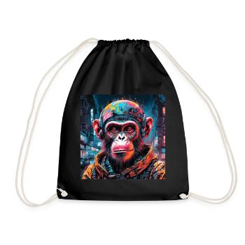 Cyberpunk Monkey - Drawstring Bag - black - Front
