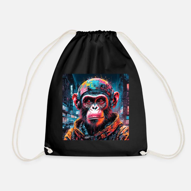 Cyberpunk-Affe - Turnbeutel - Schwarz