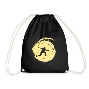Badminton Badminton Player Badminton Racket - Drawstring Bag - black - Front