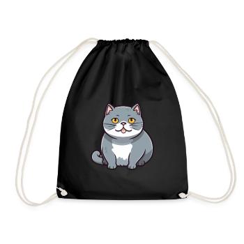 Britische Falte Kurzhaar Katze Karikatur Aquarell Kunst - Turnbeutel - Schwarz - Vorne