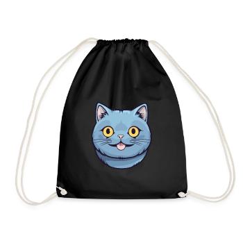 Britisch Kurzhaar Katze Karikatur Aquarell Clipart - Turnbeutel - Schwarz - Vorne