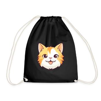 Hauskatze Cartoon Aquarell Illustration - Turnbeutel - Schwarz - Vorne