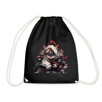 cute samurai cat - Turnbeutel - Schwarz - Vorne