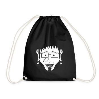 Franky (#7 from Weska Face collection) - Drawstring Bag - black - Front