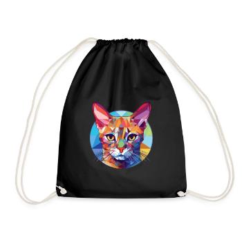 Somali Kurzhaar Katze bunte Aquarell-Karikatur - Turnbeutel - Schwarz - Vorne