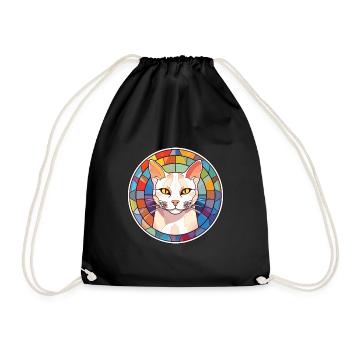 Burmilla Cat Colorful Watercolor Pet Illustration - Drawstring Bag - black - Front