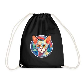 Devon Rex chat aquarelle colorée pour animaux de compagnie Illustration - Sac de sport léger - noir - Devant