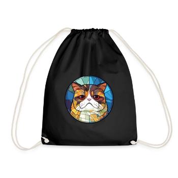 Chat exotique à poil court coloré dessin animé aquarelle - Sac de sport léger - noir - Devant