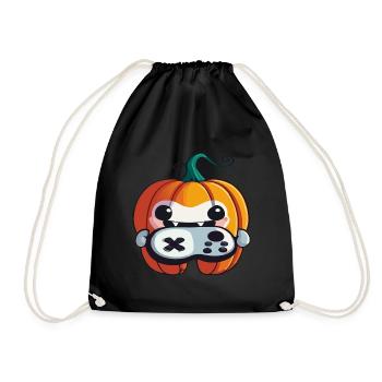 Halloween kleiner gaming Kürbisgeist - Turnbeutel - Schwarz - Vorne