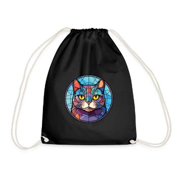 Britisch Kurzhaar Katze Bunte Aquarell-Karikatur - Turnbeutel - Schwarz - Vorne