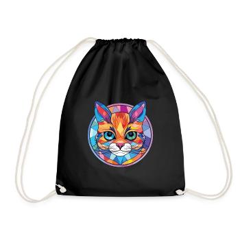 Bambino Cat Breed Colorful Watercolor Illustration - Drawstring Bag - black - Front