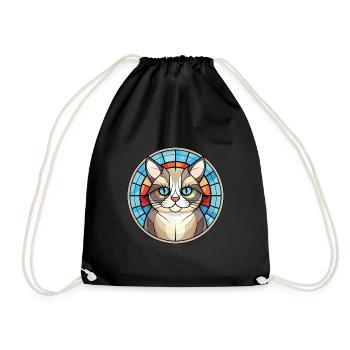 Birma Katze Rasse Bunte Aquarell Illustration - Turnbeutel - Schwarz - Vorne