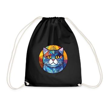 Britisch Kurzhaar Katze Bunte Aquarell-Karikatur - Turnbeutel - Schwarz - Vorne