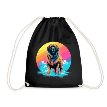 stehender Leonberger Hund Regenbogenfarbe - Turnbeutel - Schwarz - Vorne