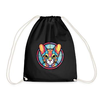Ocicat Cat Breed Illustration aquarelle colorée - Sac de sport léger - noir - Devant