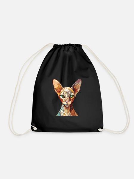 Peterbald-Katze bunte Aquarell-Haustier-Illustration - Turnbeutel - Schwarz
