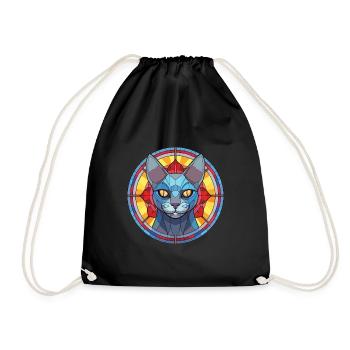Illustration d’aquarelle colorée de chat bleu russe - Sac de sport léger - noir - Devant