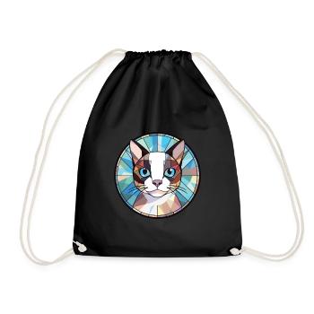 Schneeschuhkatze Buntes Aquarell Haustier Illustration - Turnbeutel - Schwarz - Vorne
