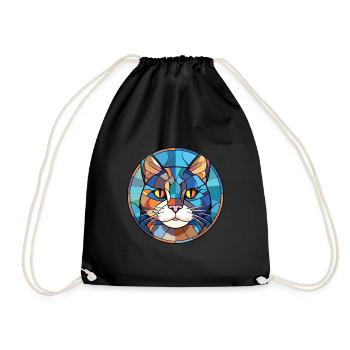 Schottische gerade Katze bunte Aquarell-Karikatur - Turnbeutel - Schwarz - Vorne