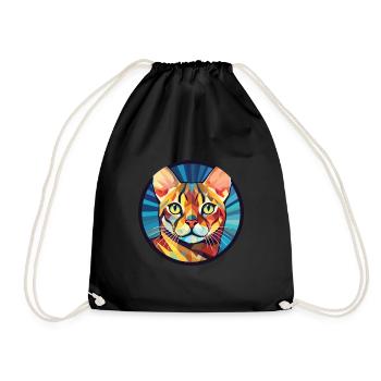 Bengal Katze Rasse bunte Aquarell Illustration - Turnbeutel - Schwarz - Vorne