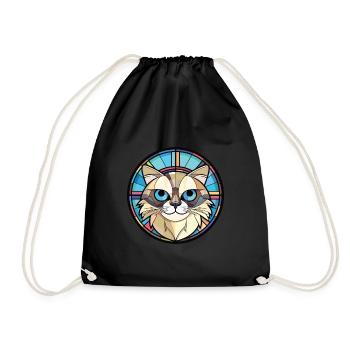Birma Katze Rasse Bunte Aquarell Illustration - Turnbeutel - Schwarz - Vorne