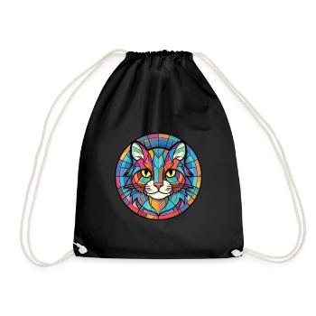 Manx Cat Breed coloré aquarelle Illustration - Sac de sport léger - noir - Devant