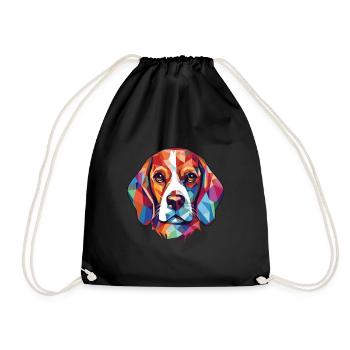 Beagle Hunderasse bunte Aquarell-Illustration - Turnbeutel - Schwarz - Vorne