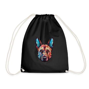 Belgian Shepherd Dog Breed Watercolor Illustration - Drawstring Bag - black - Front