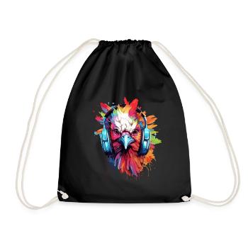 Poulet Coq Avec Casque Musique Poules Poulets - Sac de sport léger - noir - Devant