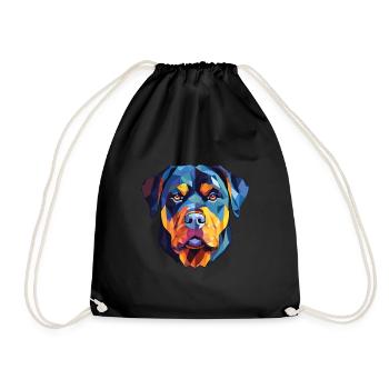 Rottweiler chien race aquarelle verre Illustration - Sac de sport léger - noir - Devant