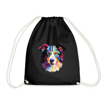 Border Collie Hunderasse Aquarell Illustration - Turnbeutel - Schwarz - Vorne