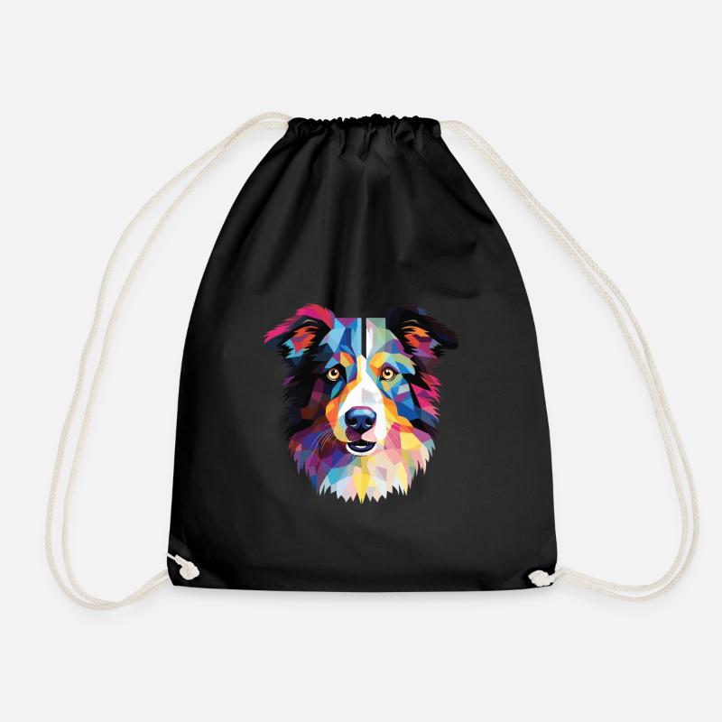 Border Collie Hunderasse Aquarell Illustration - Turnbeutel - Schwarz