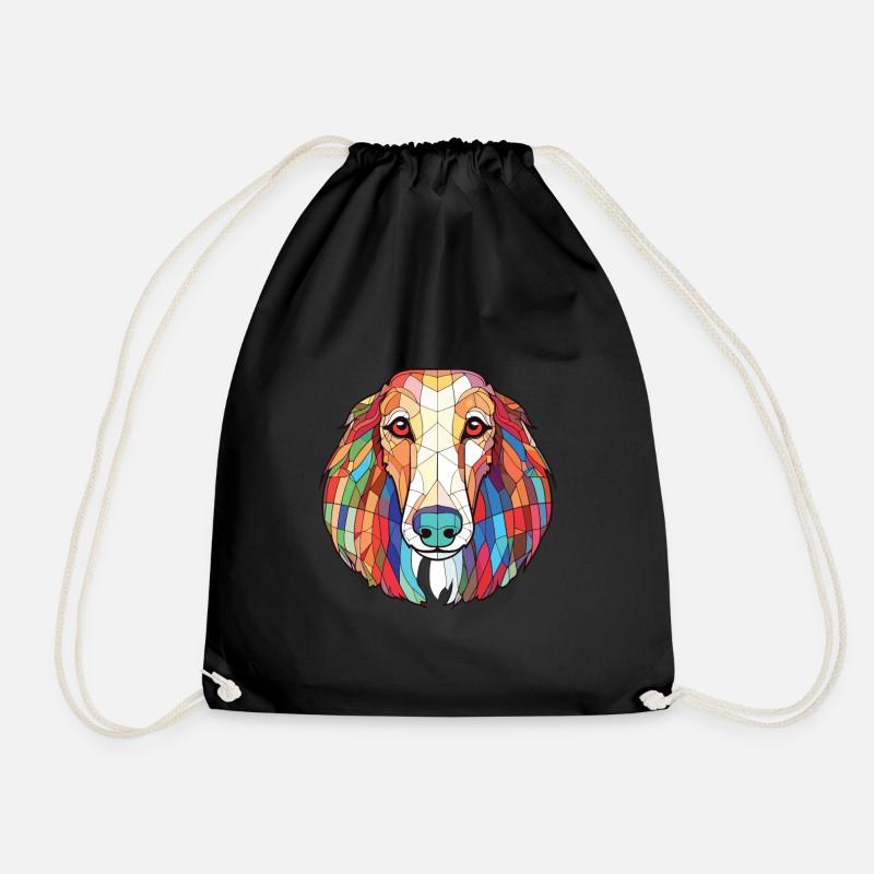 Barsoi-Hunderasse Bunte Aquarell-Illustration - Turnbeutel - Schwarz
