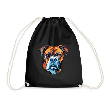 Bull Boxer Hund Rasse Aquarell Glas Illustration - Turnbeutel - Schwarz - Vorne