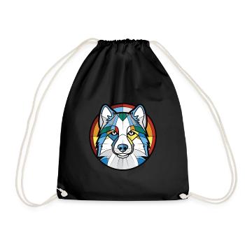 Illustration à l’aquarelle de race de chien esquimau canadien - Sac de sport léger - noir - Devant