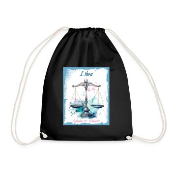 Zodiac Signs in Watercolor: Libra the Scales - Drawstring Bag - black - Front