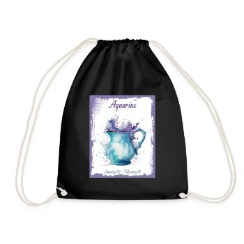 Signes du zodiaque à l’aquarelle : Verseau le Béa d’eau - Sac de sport léger - noir - Devant