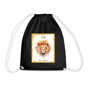 Zodiac Signs in Watercolor: Leo the Lion - Drawstring Bag - black - Front