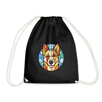 Berger Blanc Suisse Dog Breed Colorful Watercolor - Drawstring Bag - black - Front