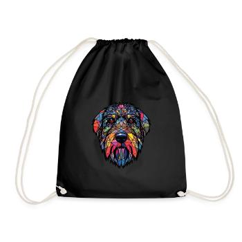 Terrier russe noir chien race verre aquarelle - Sac de sport léger - noir - Devant