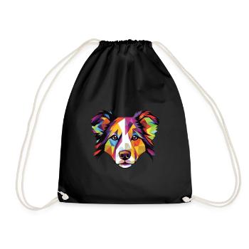 Border Collie Hunderasse Aquarell Illustration - Turnbeutel - Schwarz - Vorne