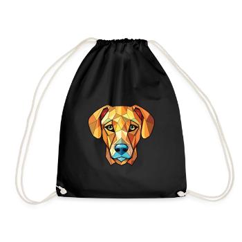 Black Mouth Cur Dog Breed Watercolor Illustration - Drawstring Bag - black - Front
