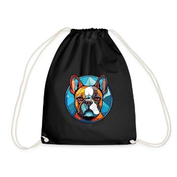 Bouledogue Français chien race aquarelle Illustration - Sac de sport léger - noir - Devant