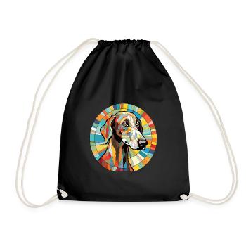 Galgo Español Hunderasse Aquarell Illustration - Turnbeutel - Schwarz - Vorne