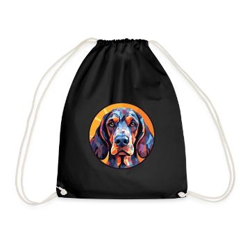 Bluetick Coonhound Dog Breed Colorful Watercolor - Drawstring Bag - black - Front
