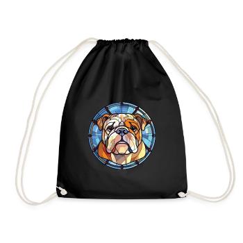 Bulldogge Hund Rasse Bunte Aquarell Illustration - Turnbeutel - Schwarz - Vorne