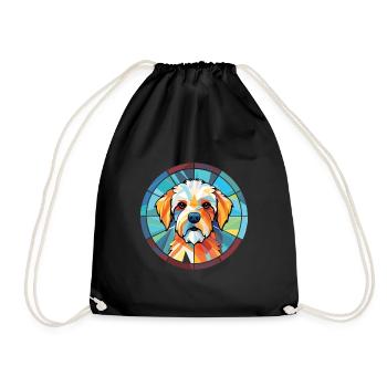 Französischer dreifarbiger Hundehund Rasse Aquarellglas - Turnbeutel - Schwarz - Vorne